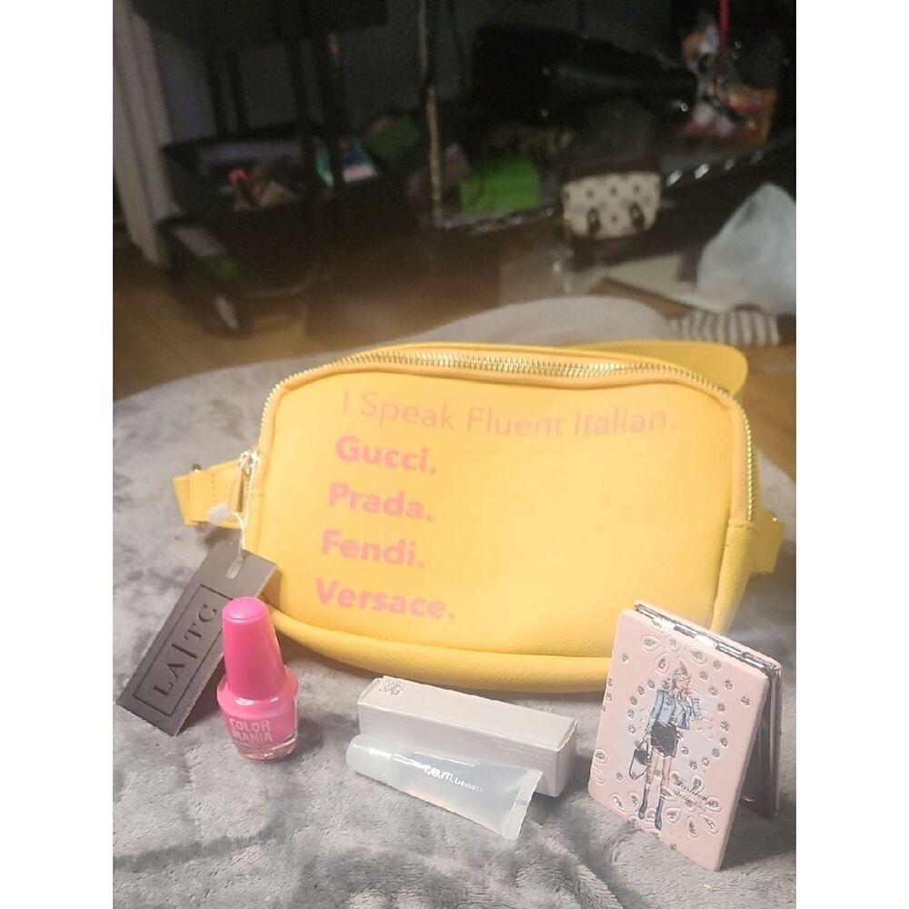 Yellow Designer Logo Belt Bag Bundle